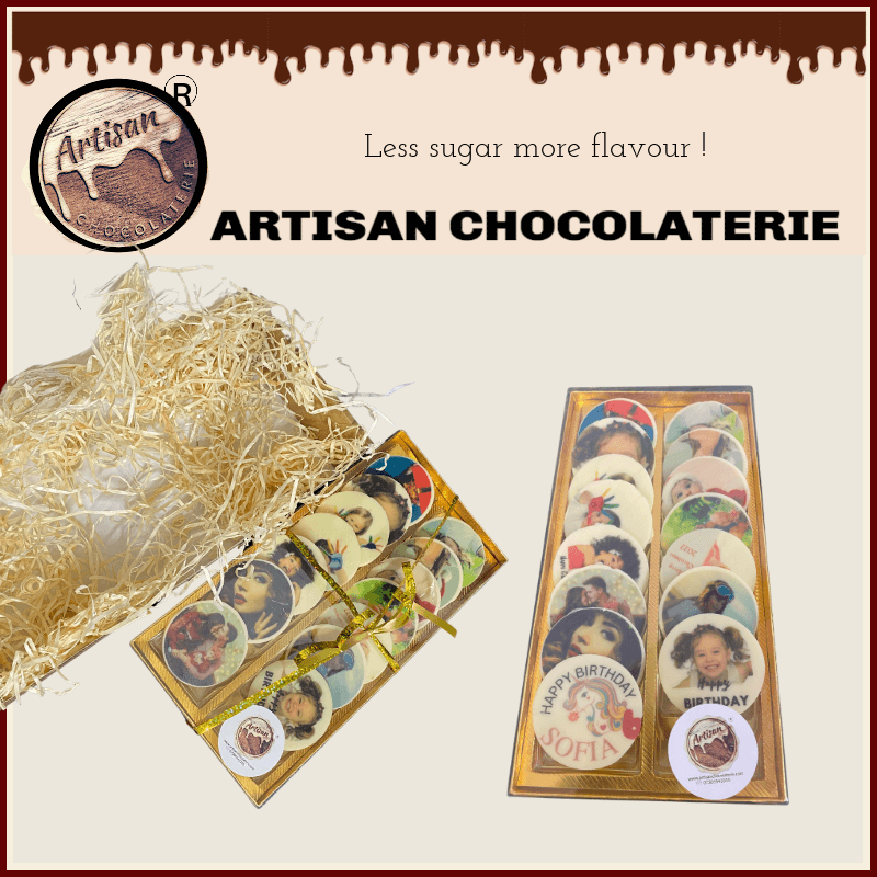 ART-CHOCO PERSONALISED CHOCOLATE DISCS/LOLLIPOPS